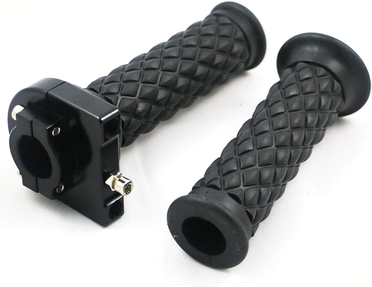 Yibid Motorcycle 7/8" Handlebar Antiskid Rubber Hand Grips and Twist Quick Throttle Tube Lever Control for 22MM Honda Yamaha Motorcross Scooter Custom Sport Street Bike (Black)