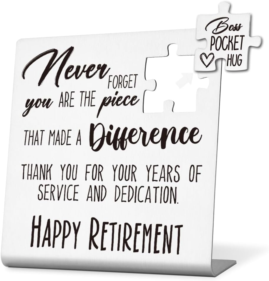 THRXOBN Thank You Gift for Boss, Retirement Gifts for Boss, Leaving Gifts for Boss,Modern Silver Stainless Steel Desk Plaque with Inspirational Quotes, 10 x 10 x 1.5 cm,WLK41