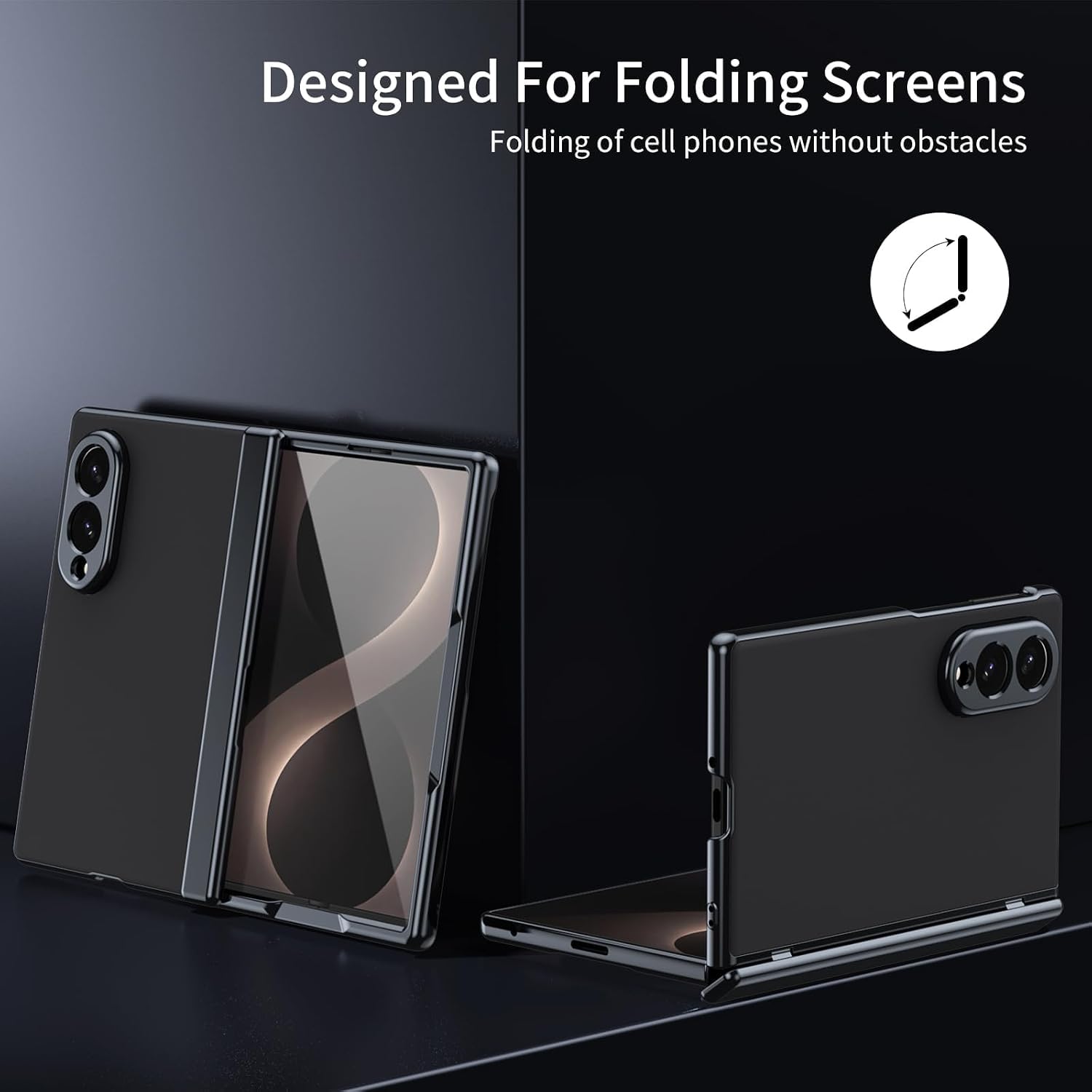 Back Cover for Samsung Galaxy Z Fold 8 Case, Front & Back Frosted Case Cover with Tempered Glass & Hinge Protection (Black, Samsung Galaxy Z Fold 8 Wide) — Amazon image 2