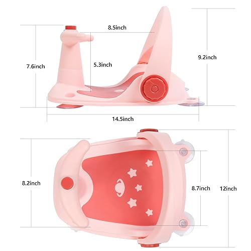 Miniatura 5 de Morefeel Asiento de baño para bebé, silla de baby shower, asiento de bañera infantil para bebés de 6 meses en adelante, tapete suave antideslizante,