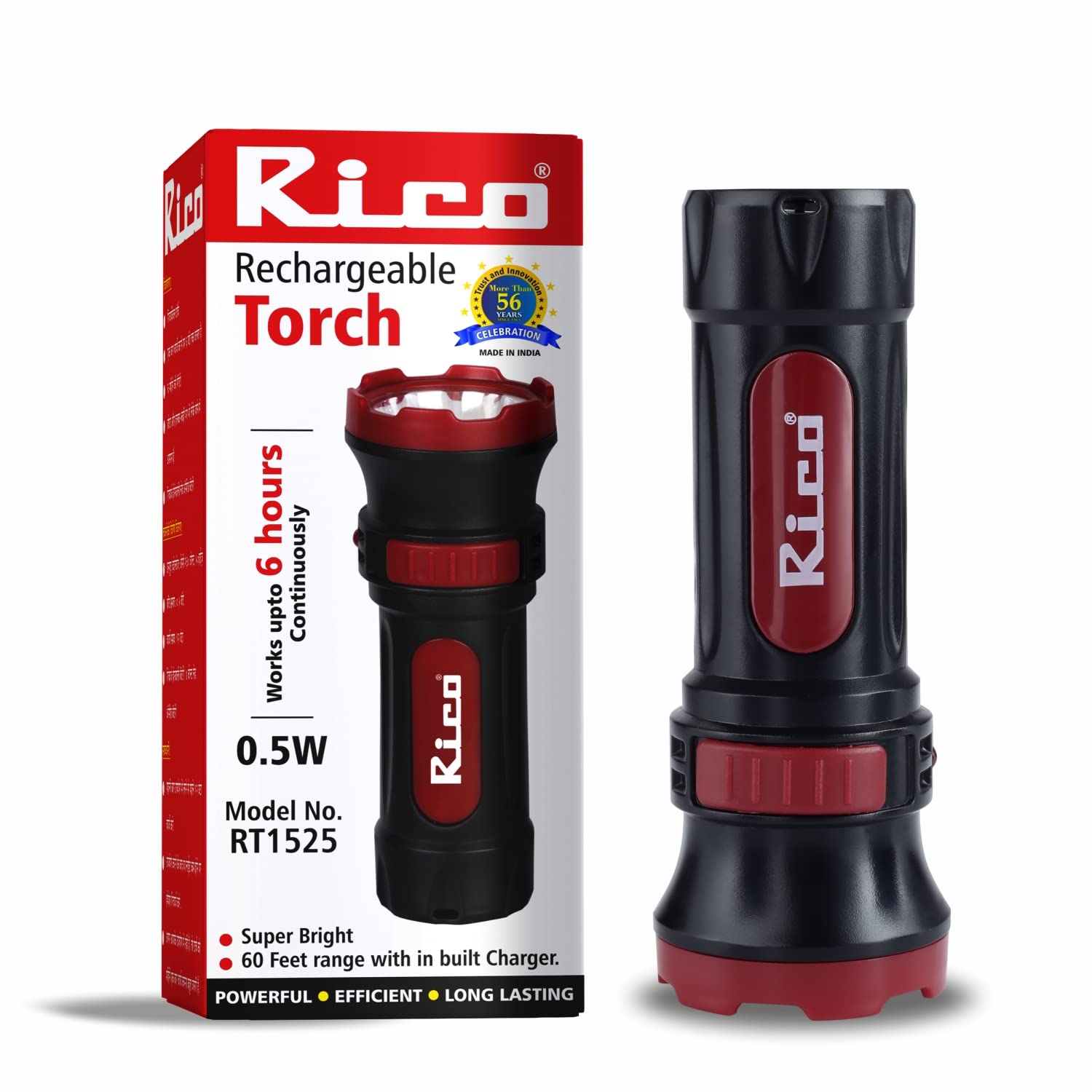 Rico Emergency Lights Rechargeable Built in Charger Military Grade Pocket Size Led Light Torch Free Replacement 0.5 Watt (RTPRO) (B07N8WBYBP) Amazon Price History, Amazon Price Tracker