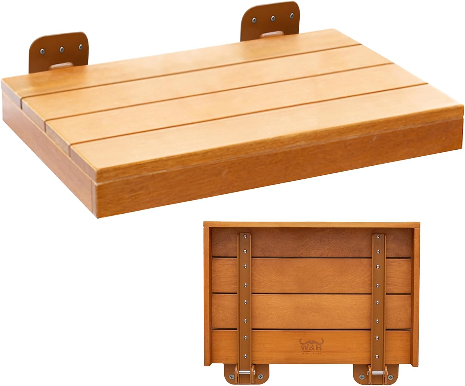 Wool & Ray Folding Shower Seat Wall Mounted, Solid Folding Shower Bench, Teak Folding Shower Seat, Fold up Shower Seat, Folding Teak Shower Seat, Wall Mount Shower Seat, Fold Down Shower Bench Floating