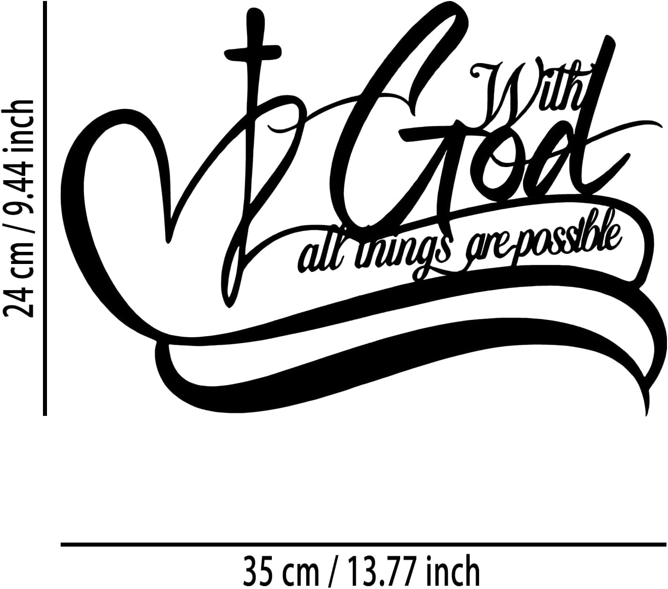 OPTYBVFD Cross Metal Wall Decor - Inspirational Room Decor Christian Wall Art Motivational Scripture Home Decor for Living Room, Bedroom, Dining Room, Bathroom, Office (Black)