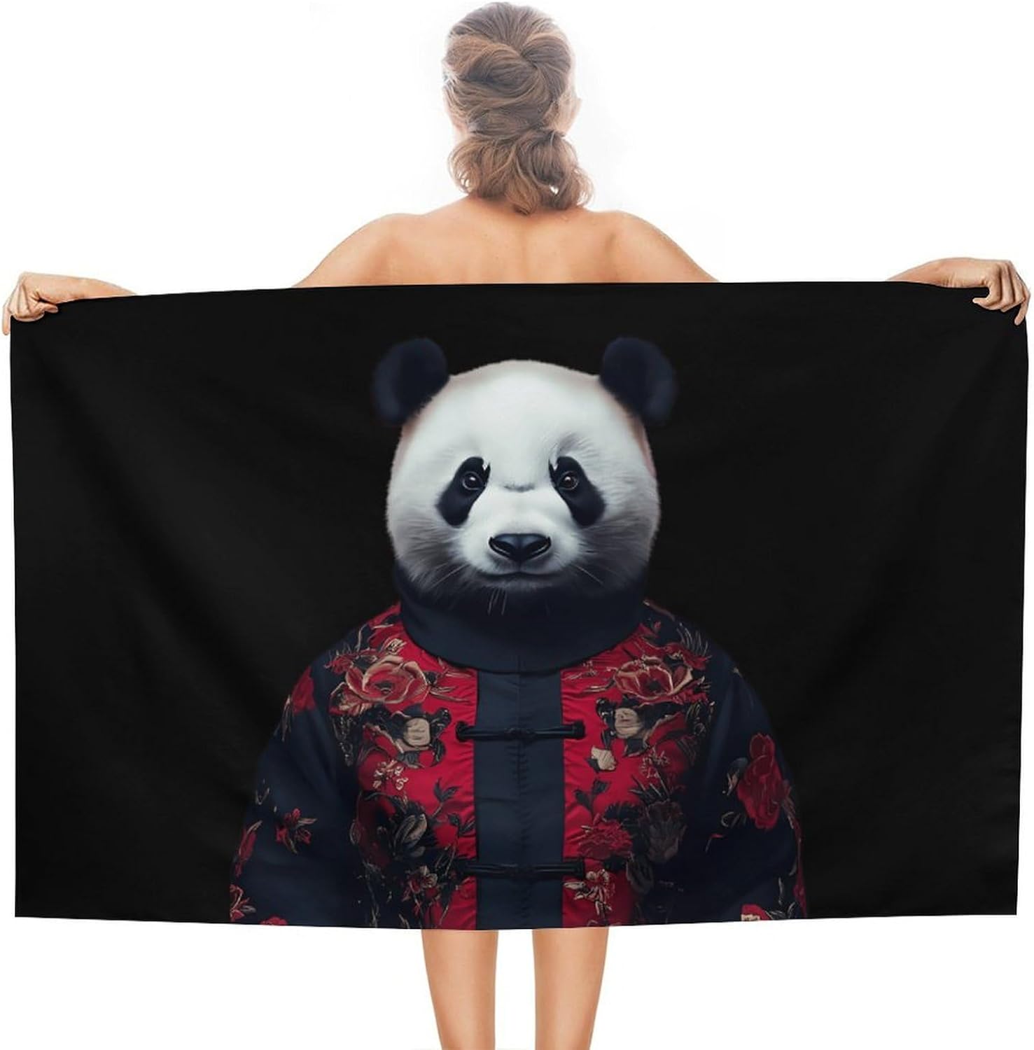 Chinese Panda Oversized Beach Towel Soft Absorbent Pool Bath Swim Towels for Adults Travel Vacation Gifts 130x80cm
