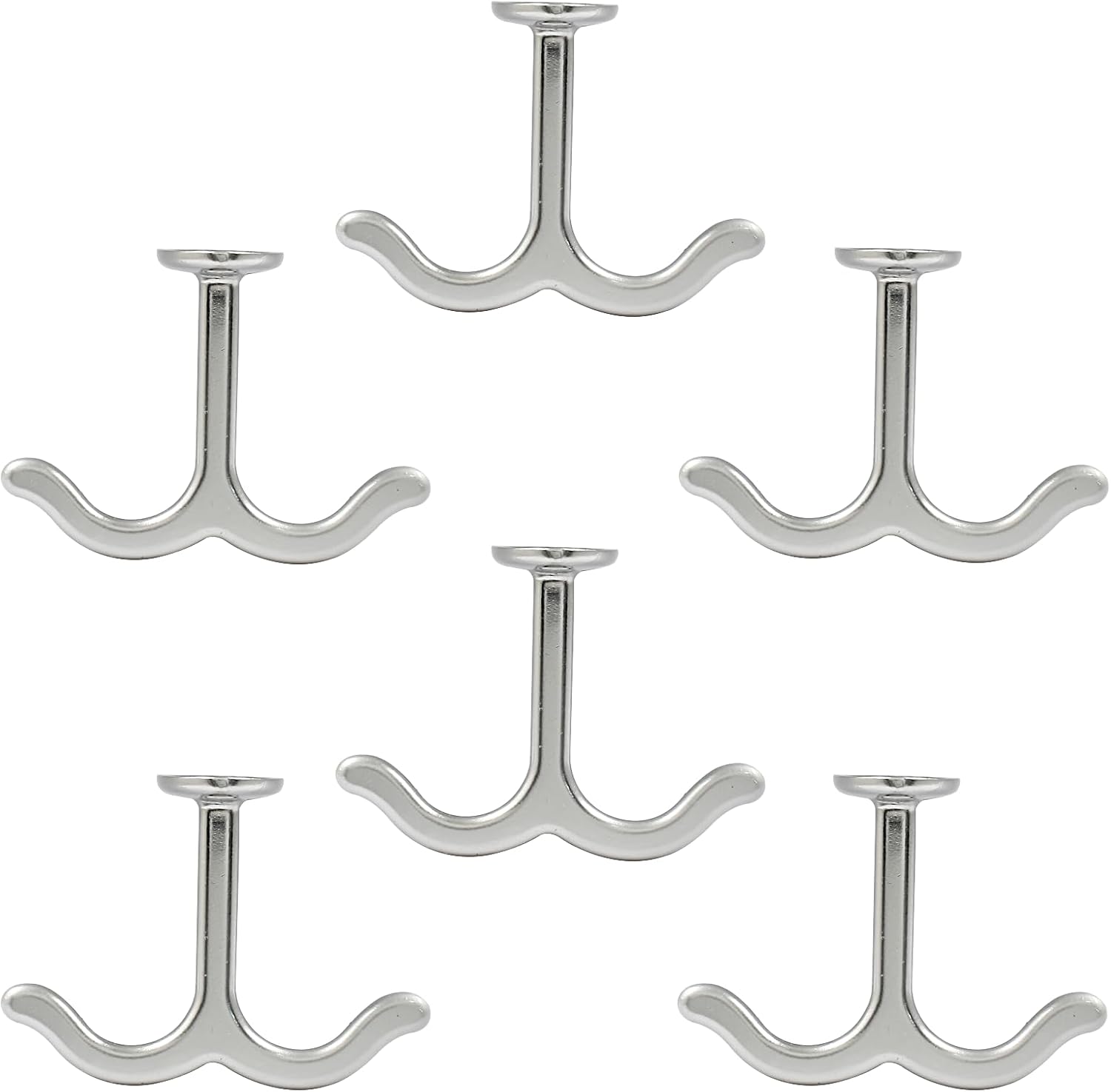 Black Zinc Alloy Double Prong Ceiling Hook Towel, Robe Clothes Hook, Coat Hook for Cabinet Closet Bathroom Garage(Pack of 6)