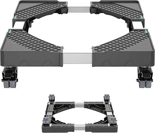 Mini soporte para refrigerador con 4 ruedas de bloqueo de 15.7 a 23.6 pulgadas, soporte ajustable para lavadora, base universal para muebles,