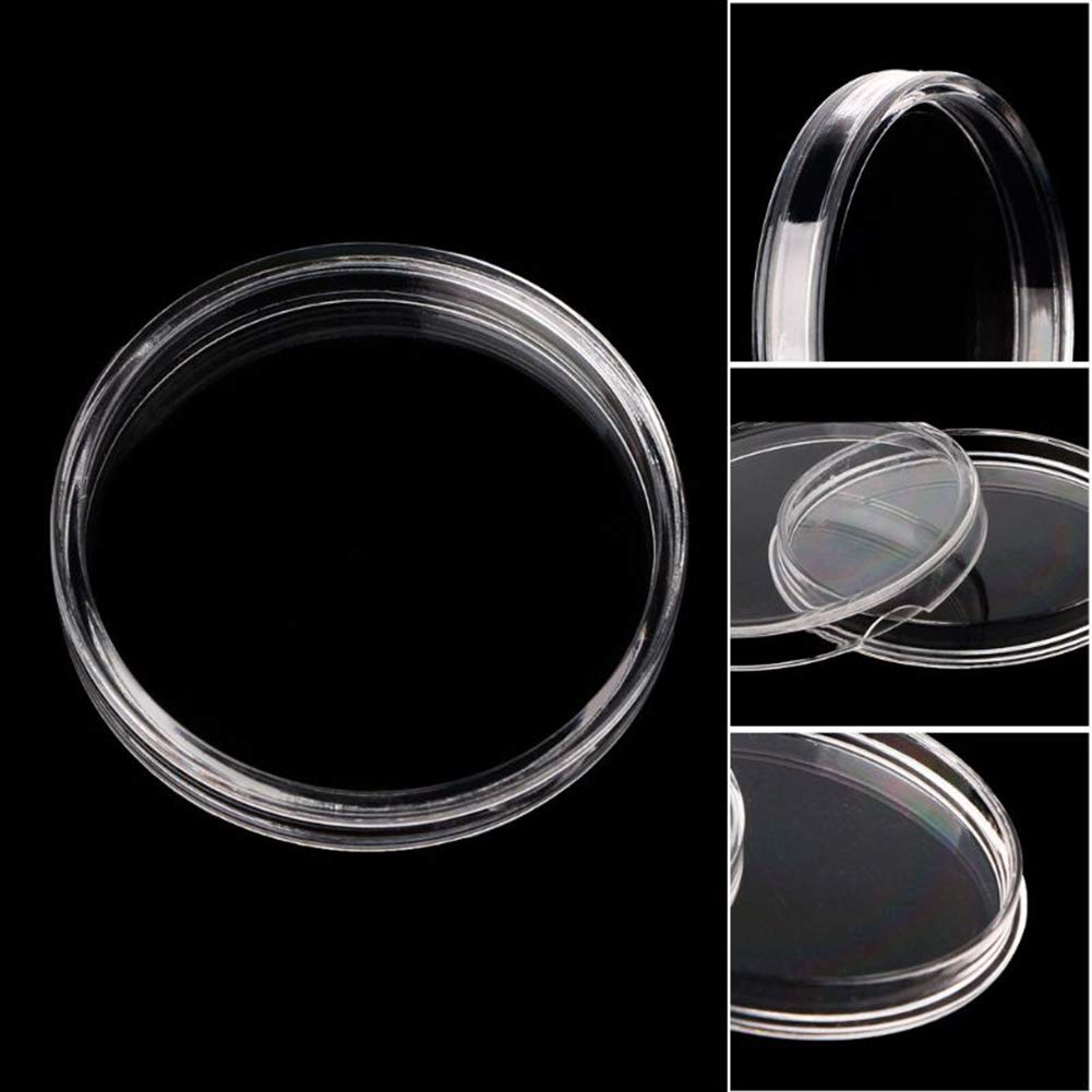 AITIME Soporte para cápsulas de monedas de 41 mm, 60 piezas de colección de monedas de dólar plateado con junta de espuma, caja de monedas redonda transparente para coleccionistas, caja de