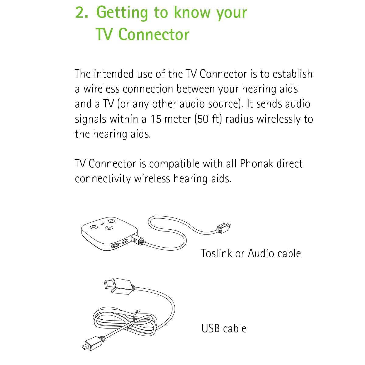 Kabelloses Hörgeräte-Zubehör Phonak TV Connector für Bluetooth Hörgerät Streamer Streams TV und Musik