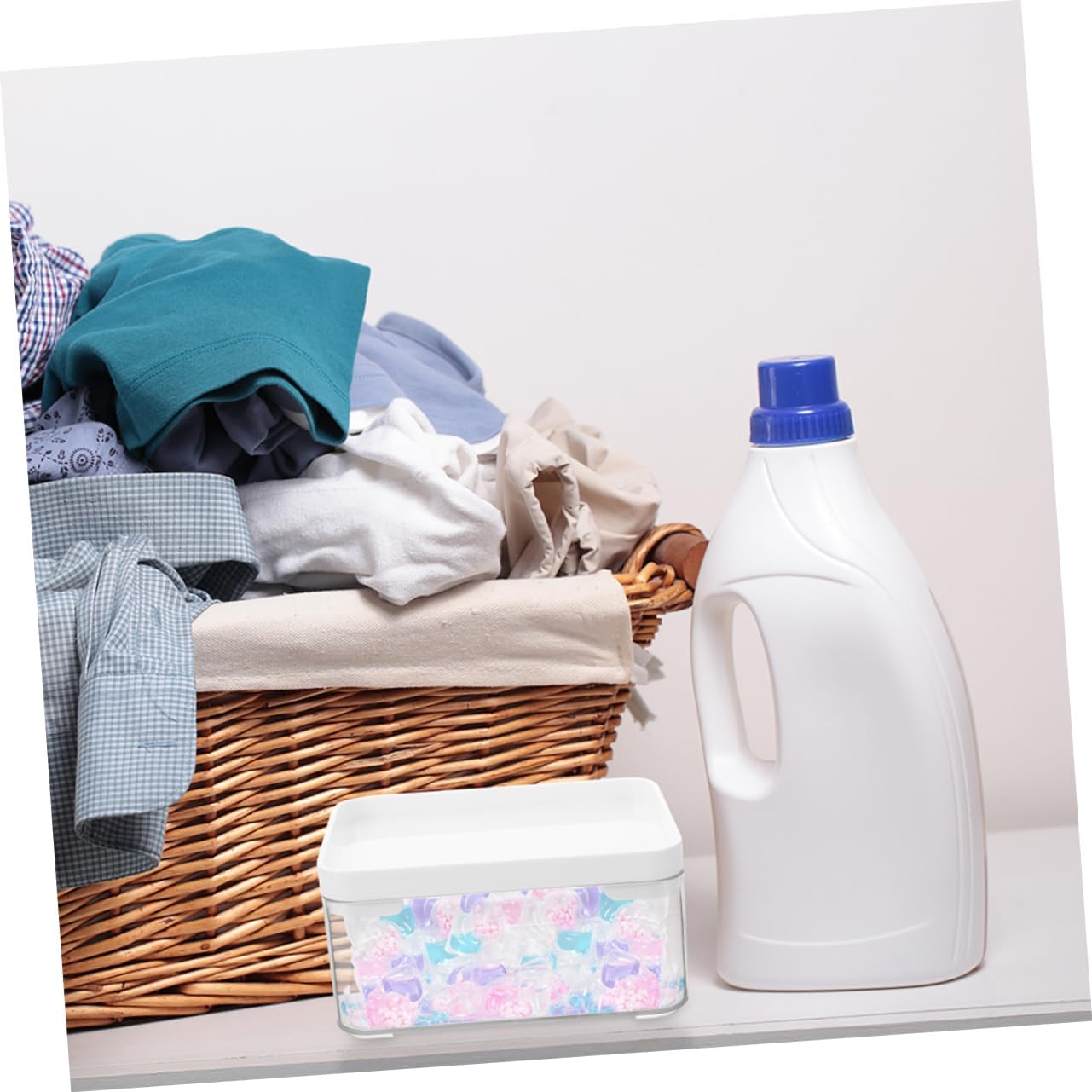 2pcs Laundry Capsule Organizer Storage Container with Lid Plastic Laundry Room Holder for Washing Powder Dryer Sheets and Capsules