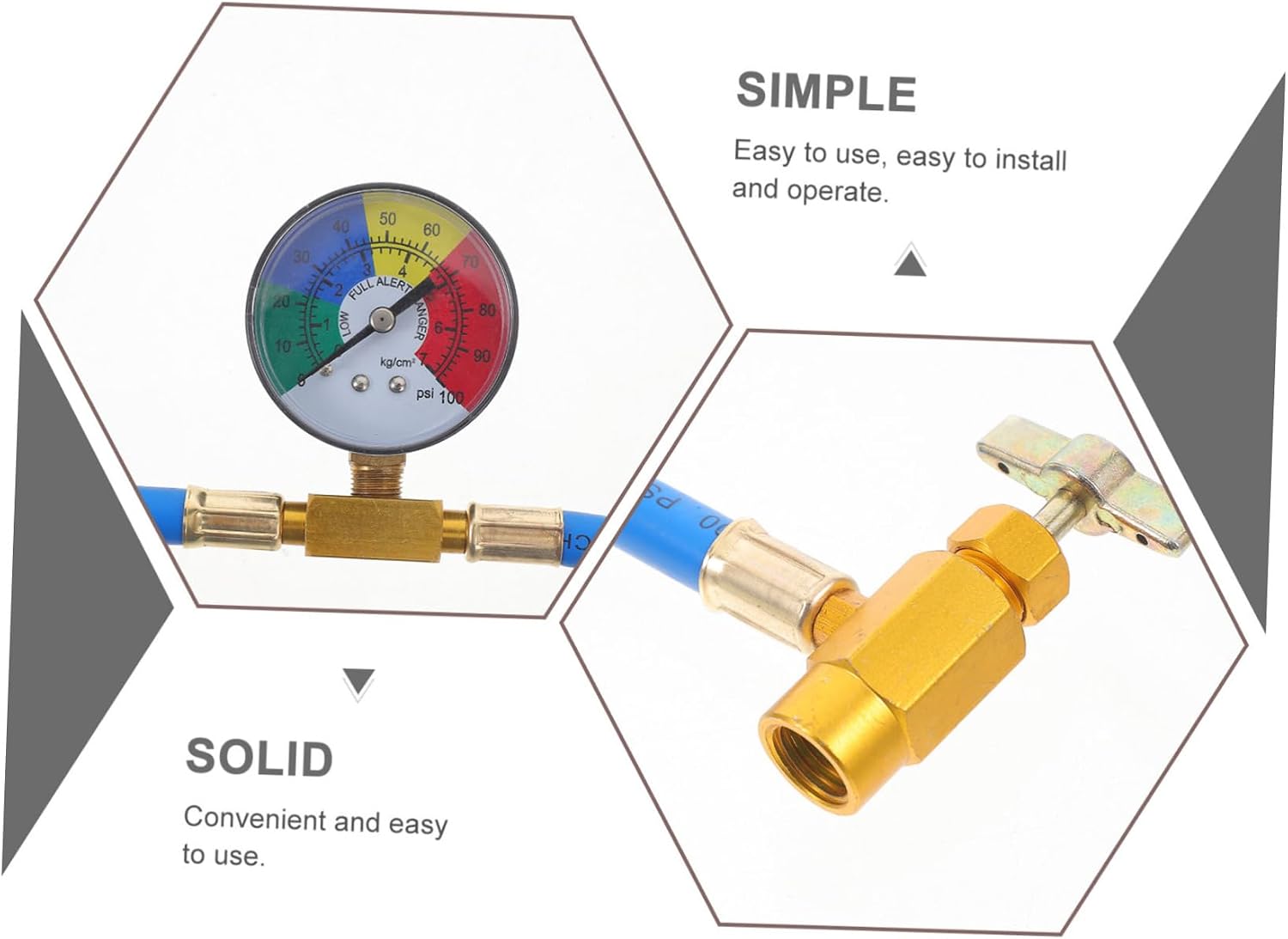 Charging Hose with Gauge Durable Thread Design for American European Cars Easy to Use for DIY Recharge Automotive