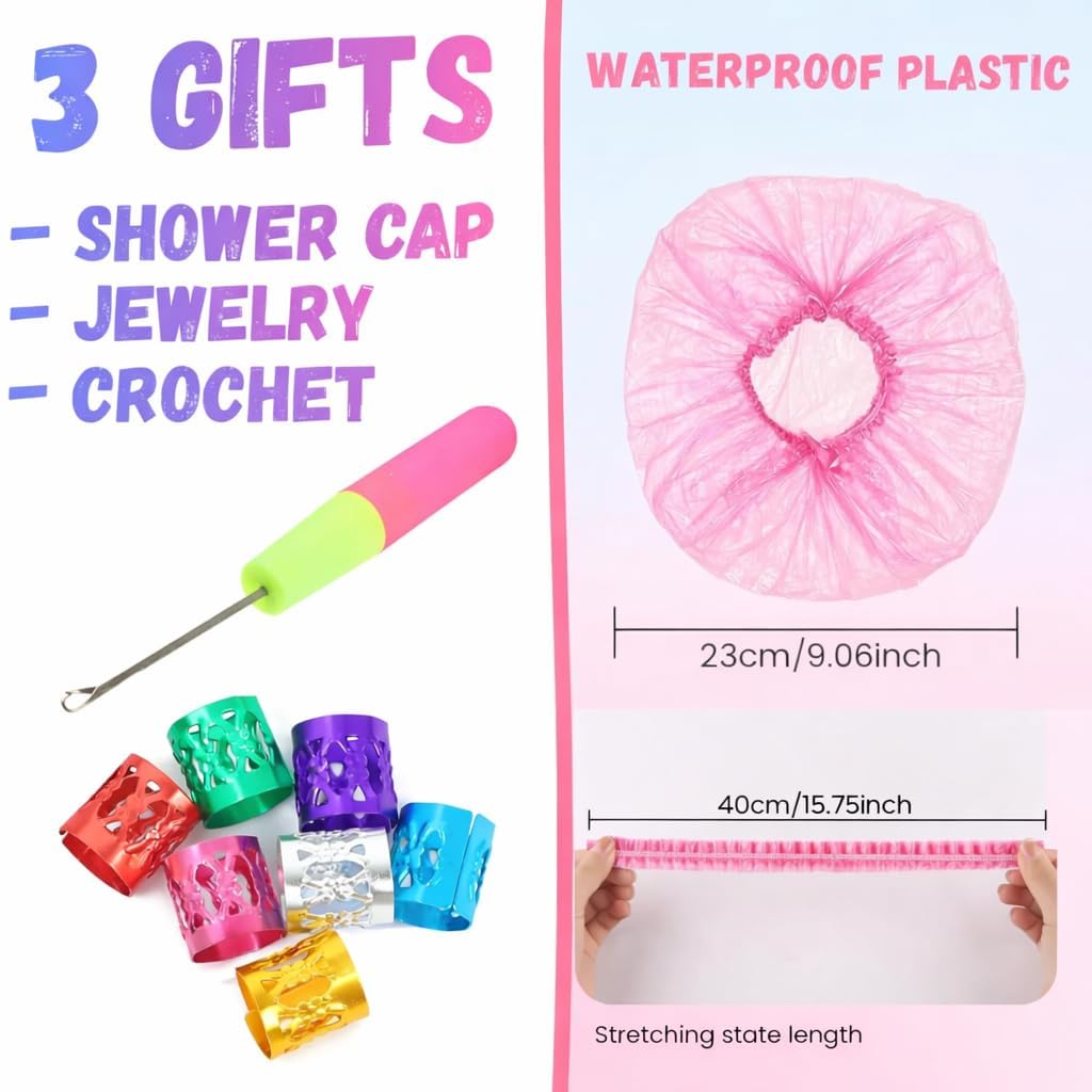 PRE LOOPED Gogo Curl Braid Hair - Haarverlängerungen zum Flechten mit Crochet im Echthaar-Look Kanekalon - 450 g 120 Strähnen auf 6 Stück + 3 Zubehör inklusive (T30, 18"45cm)
