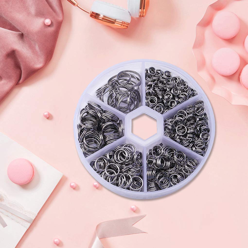5 set di 600 anelli divisi in metallo in acciaio inox a doppio anello per la creazione di gioielli da 5 mm/6 mm/7 mm/8 mm/10 mm/14 mm