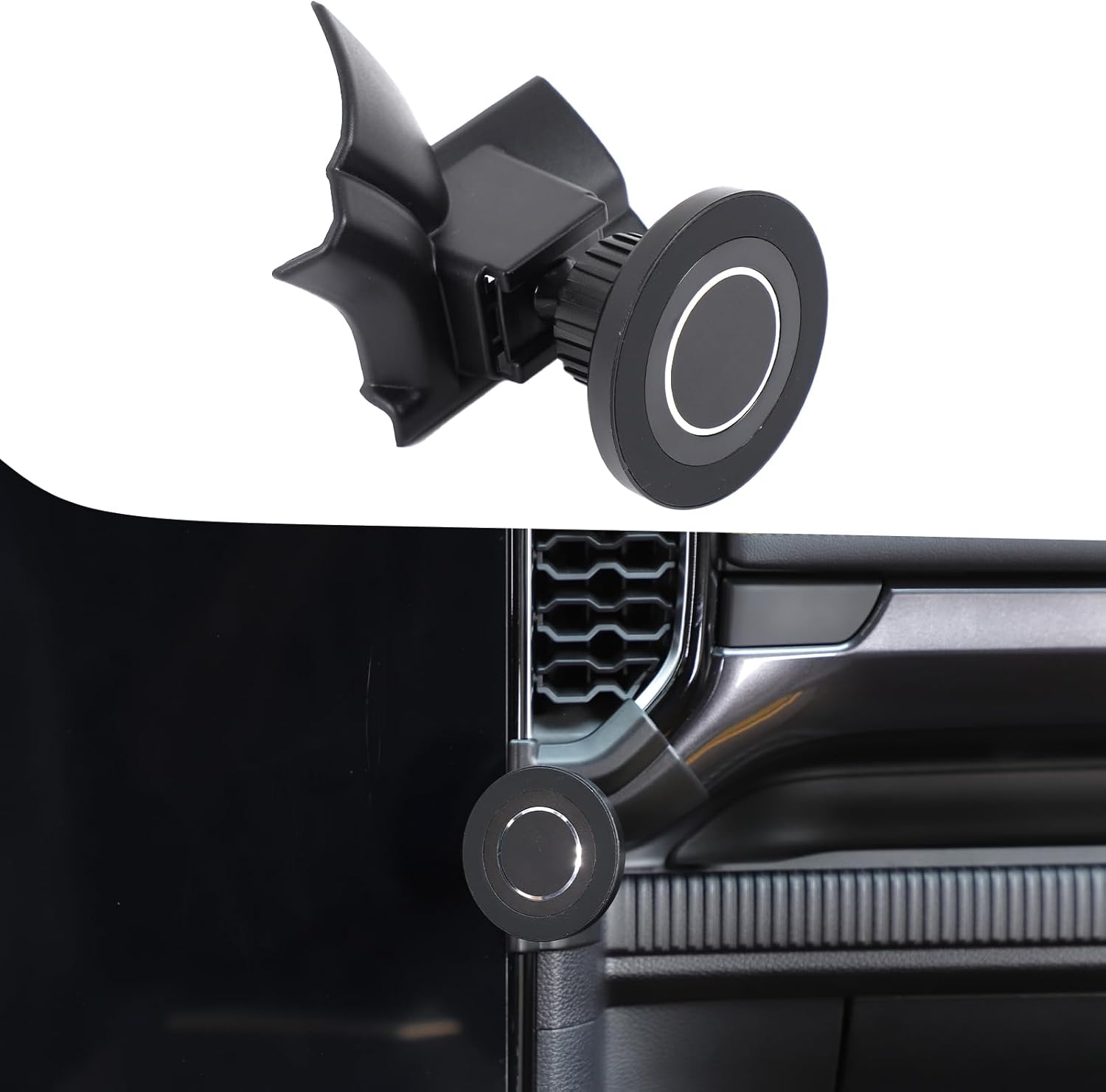 PIUGILH Magnetic Phone Holder Mount Compatible with Ford Ranger 2023 2024 2025 2026 Interior Accessories, Aluminum Alloy 360° Dashboard A/C Air Vent Lower Cell Phone Holder Stand