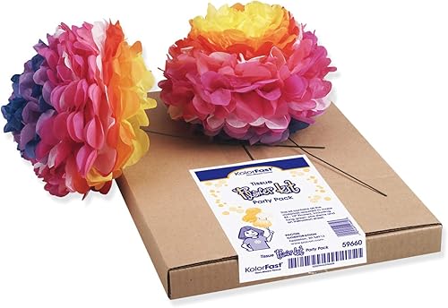 PACON "KolorFast - Kit de flores de tejido, paquete de fiesta, 10 pulgadas, 84 flores" (P0059660)