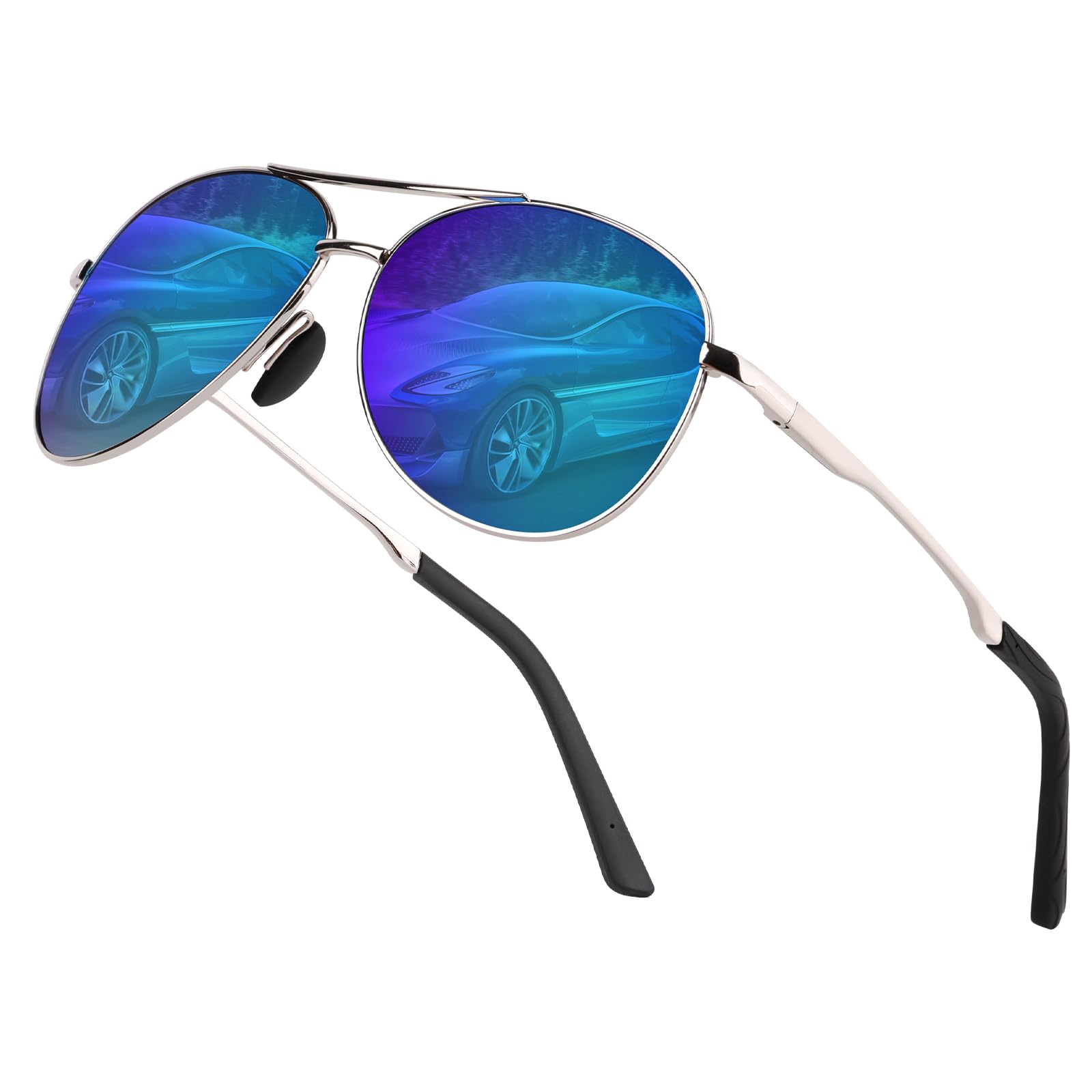 NVIYAM Gafas de sol para hombre y mujer, marco de metal polarizado, unisex, con protección UV400, clásicas, negras