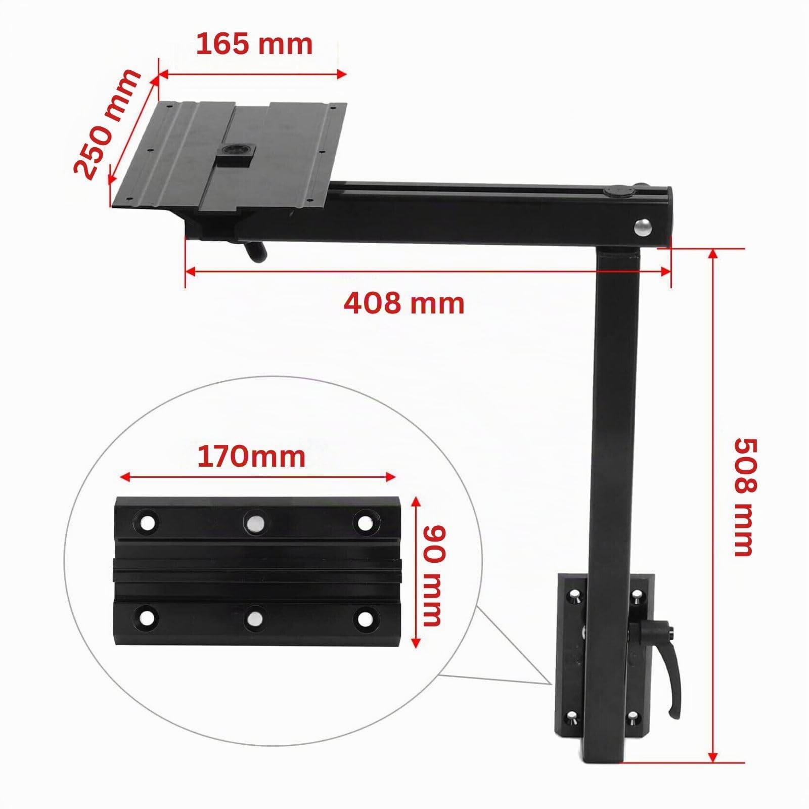 Marvix Pata de Mesa Giratoria Desmontable de 360 Grados Negro Base Extraíble Sistema de Patas RV para Furgoneta Camper T5 T6 Caravana Autocaravana Barco