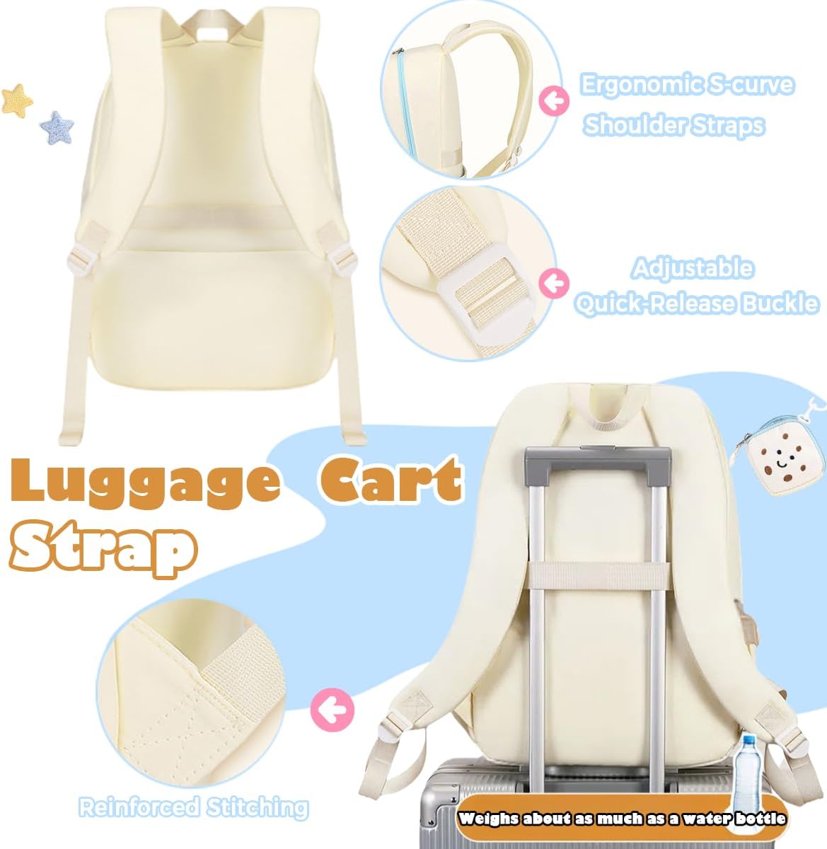 Girls Backpack Cute Star Bookbag for Elementary Middle School Kids Teens Kawaii Book Bag Preppy Y2k Aesthetic Back Pack 6-8 8-10 10-12 (Black)