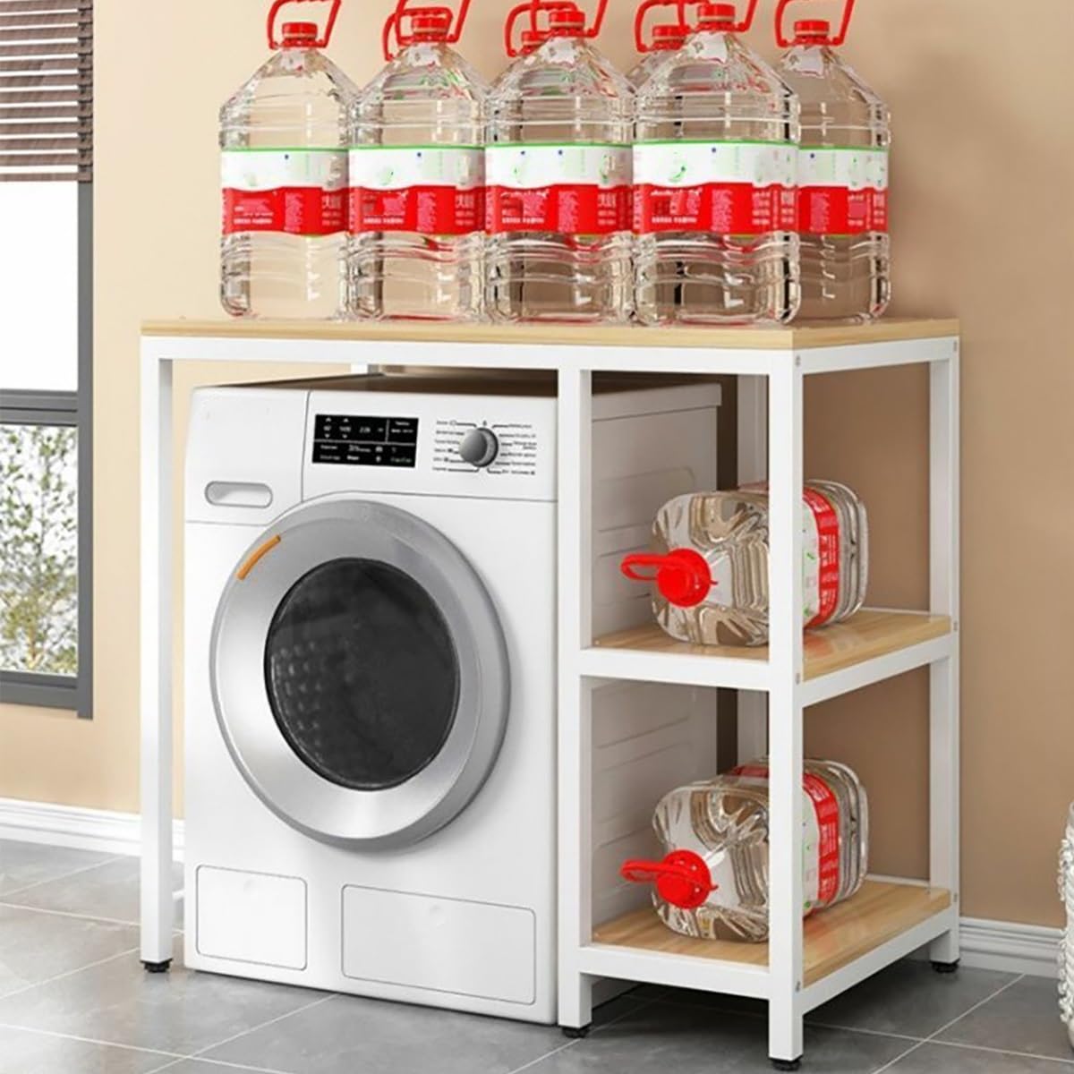 Aufbewahrungsregal für Waschmaschinenschrank, 3 Ebenen, für Waschmaschine und Trockner, spart Platz in der Wäscherei (1,90 cm)