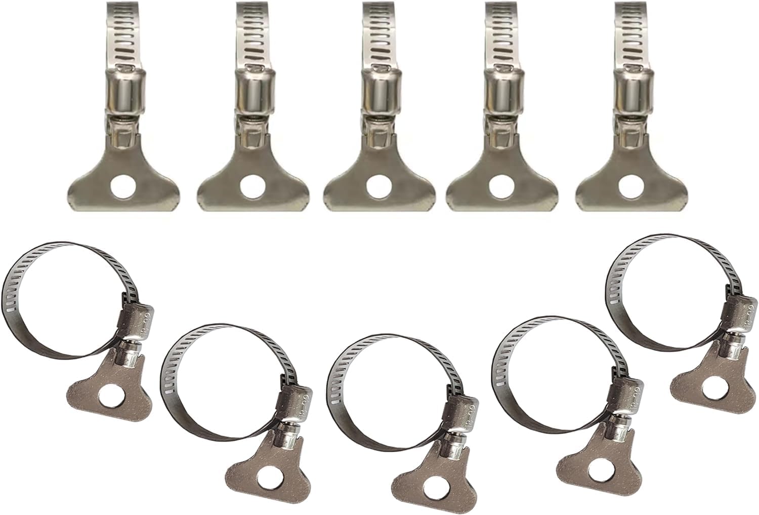 10-Pack 304 Stainless Steel Hose Clamps with Adjustable Thumb Screw, Key-Type Design, 8mm Bandwidth , Ideal for Plumbing, Automotive, and Machinery Applications . (Size:19-29 mm(3/4"-1 1/8")