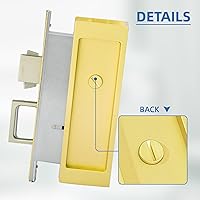Vista 6 de Set de herrajes modernos para puerta de bolsillo - Cerradura de privacidad con tiradores empotrados y cierre suave, para puertas correderas de Oro
