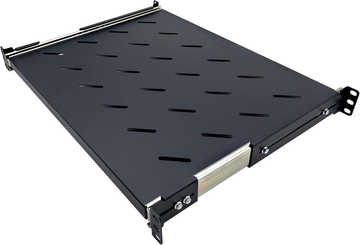 Electriduct 1U Sliding Shelf 14" Depth - Universal 19" Vented Rack Mount Tray 4-Post Network Equipment Server Cabinet Audio System Enclosure