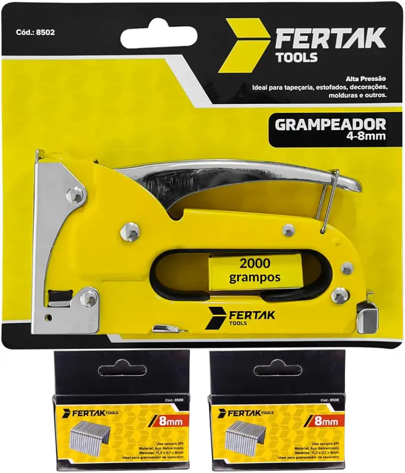 Grampeador 4mm -8mm Para Tapeçaria Tapeceiro Estofado Moldura + 2000 Grampos 8mm