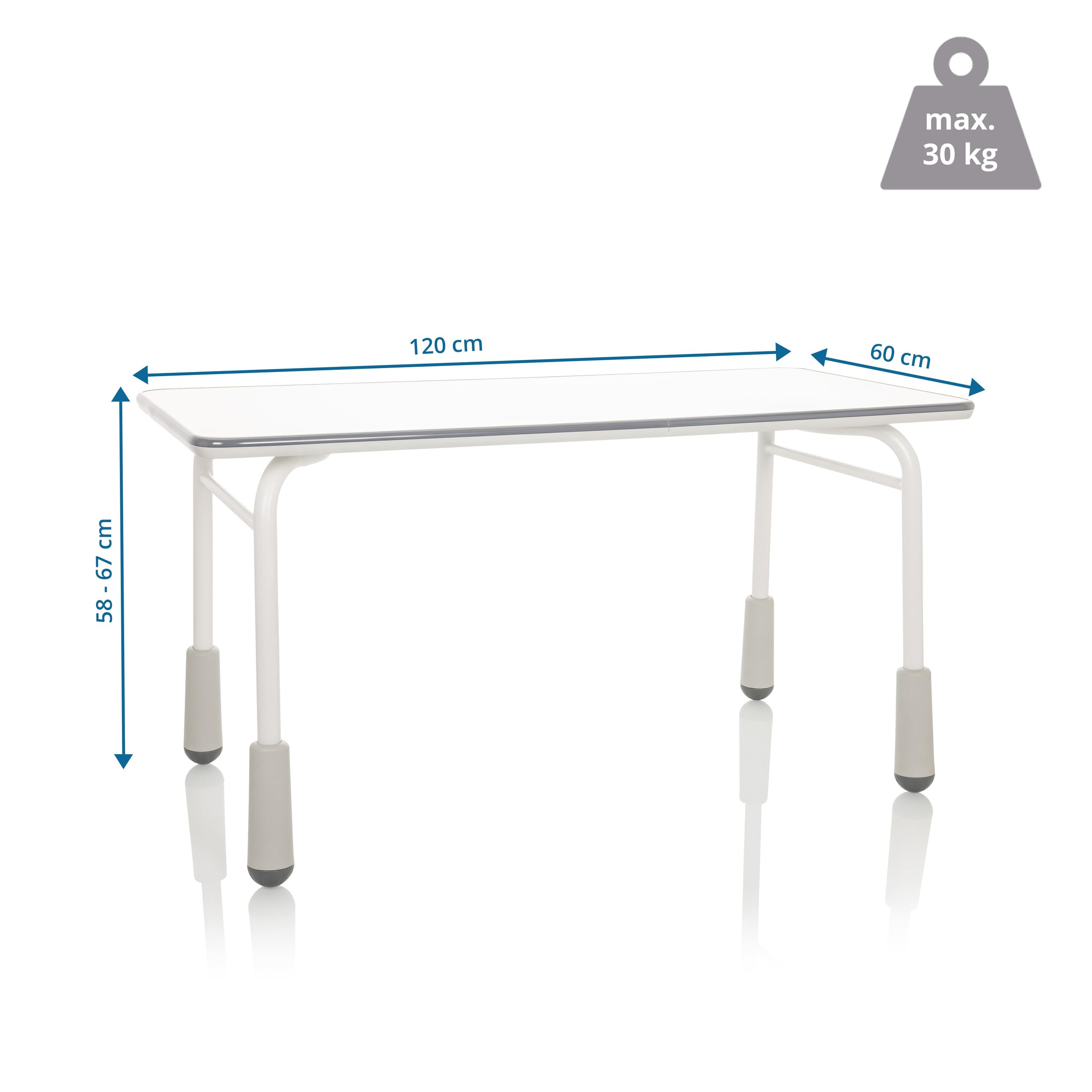 hjh OFFICE Escritorio Infantil Regulable en Altura Kid Gro T Escritorio para niños y jóvenes 120x60 cm, Blanco/Gris