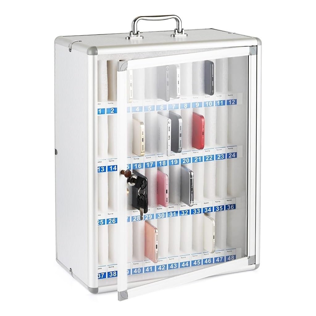 Multi Slot le Phone Sto Locker con Serratura Trasparente 48 Cartmenti Numerati per Scuole Uffici & Fabbriche Argento Sicuro & nized le Device Sto Solut