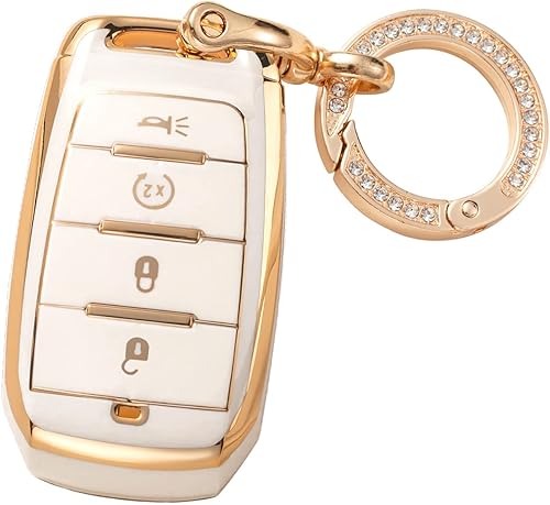 BECDUR Funda inteligente para llavero con llavero compatible con 4 botones blancos