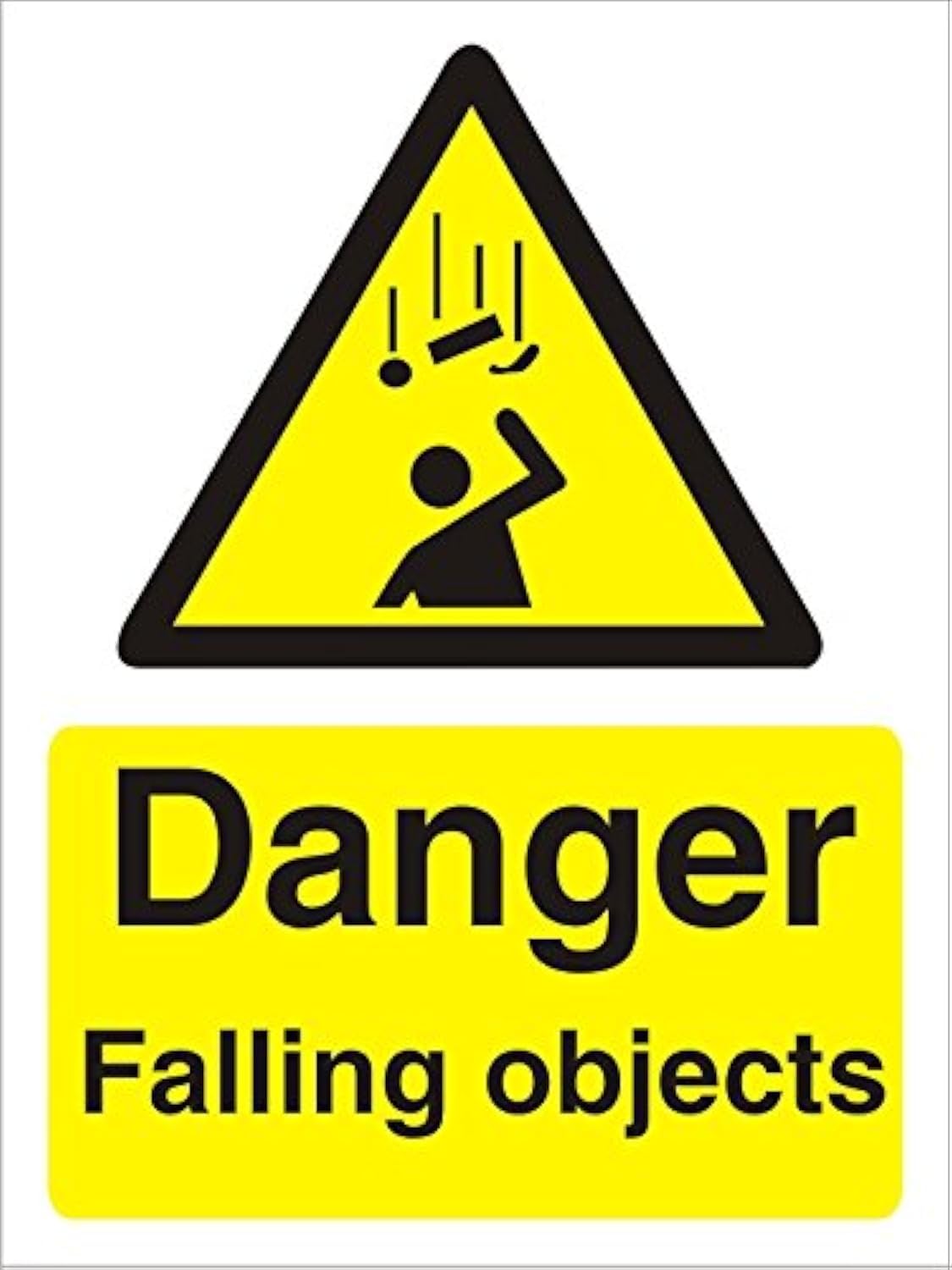 Seco Danger Falling Objects Sign, 200mm x 300mm - 1mm Semi Rigid Plastic