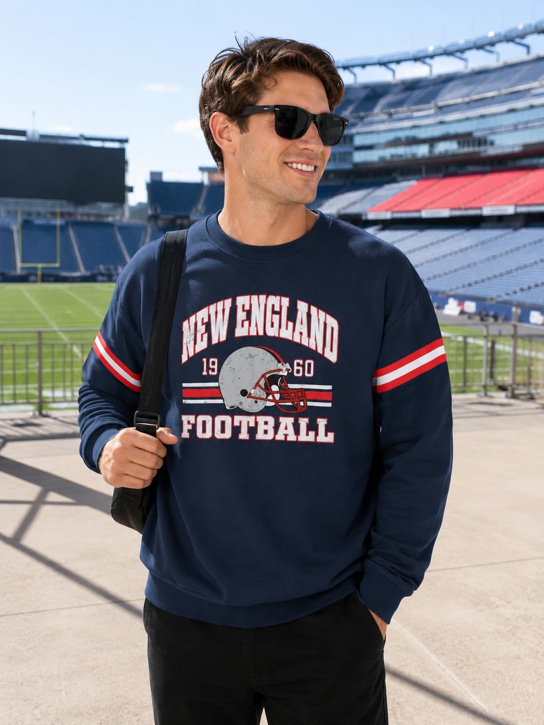 Game Day Football Sweatshirts for Men Team City Name Helmet Print Sweater