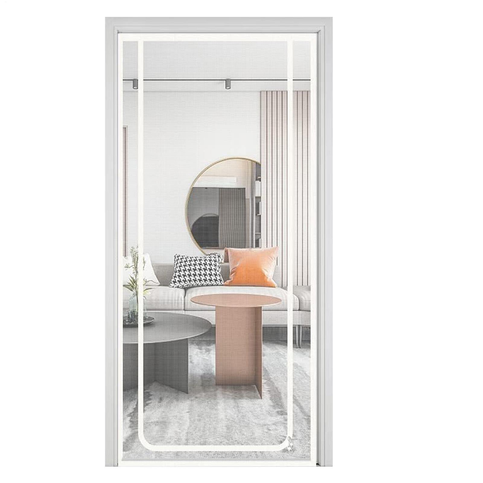 Cat Screen Door - 90x220cm Reinforced Mesh Screen Door | Pet-Proof Mesh Net Barrier With Zipper | Heavy-Duty Doorway Blocker - For Cats, Dogs, Kitten, Hallway & Stairs