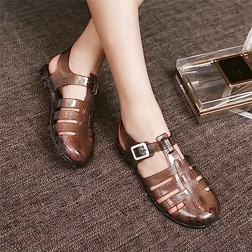 Image of Hee grand Crystal Jelly Heel Sandals for Women Summer Beach Jelly Shoes