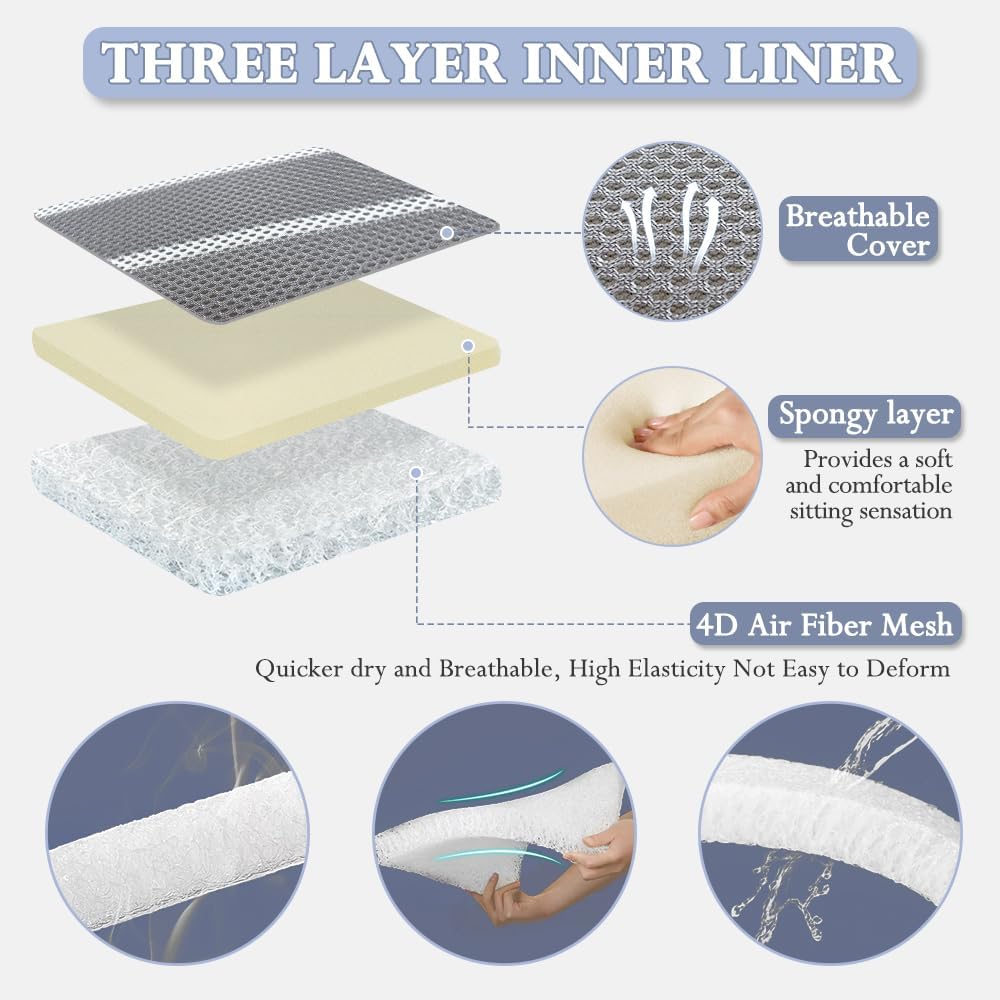 Adult Booster Seat Cushion Extra Firm Riser Chair Cushions for Elderly Washable Thick Chair Lift Pads to Raise Height for Couch, Home, Patio, Office Seat