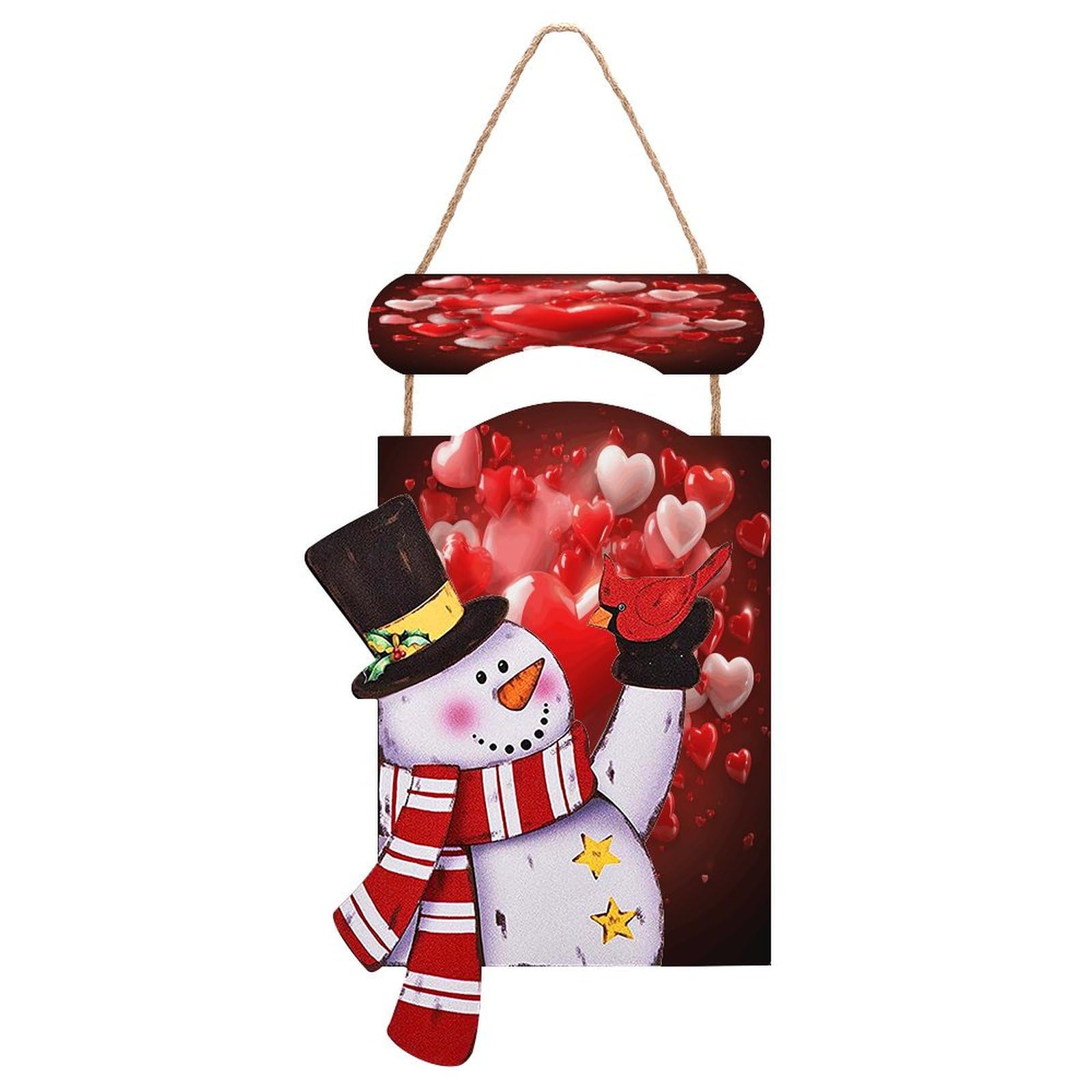 Plaque en bois bonhomme de neige de Noël pour habiller votre porte d'entrée et accueillir vos invités