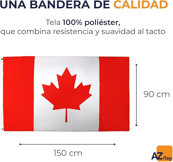 AZ FLAG - Bandera de Canadá - 150x90 cm - Bandera Canadiense 100% Poliéster con Ojales Metálicos Integrados - Estandarte 110 g - 2