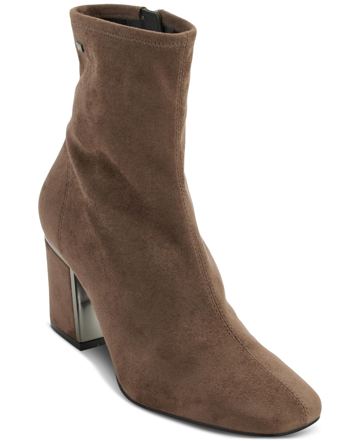 DKNY Womens Cavale Faux Suede Block Heel Ankle Boots Taupe 6 5 Medium B M