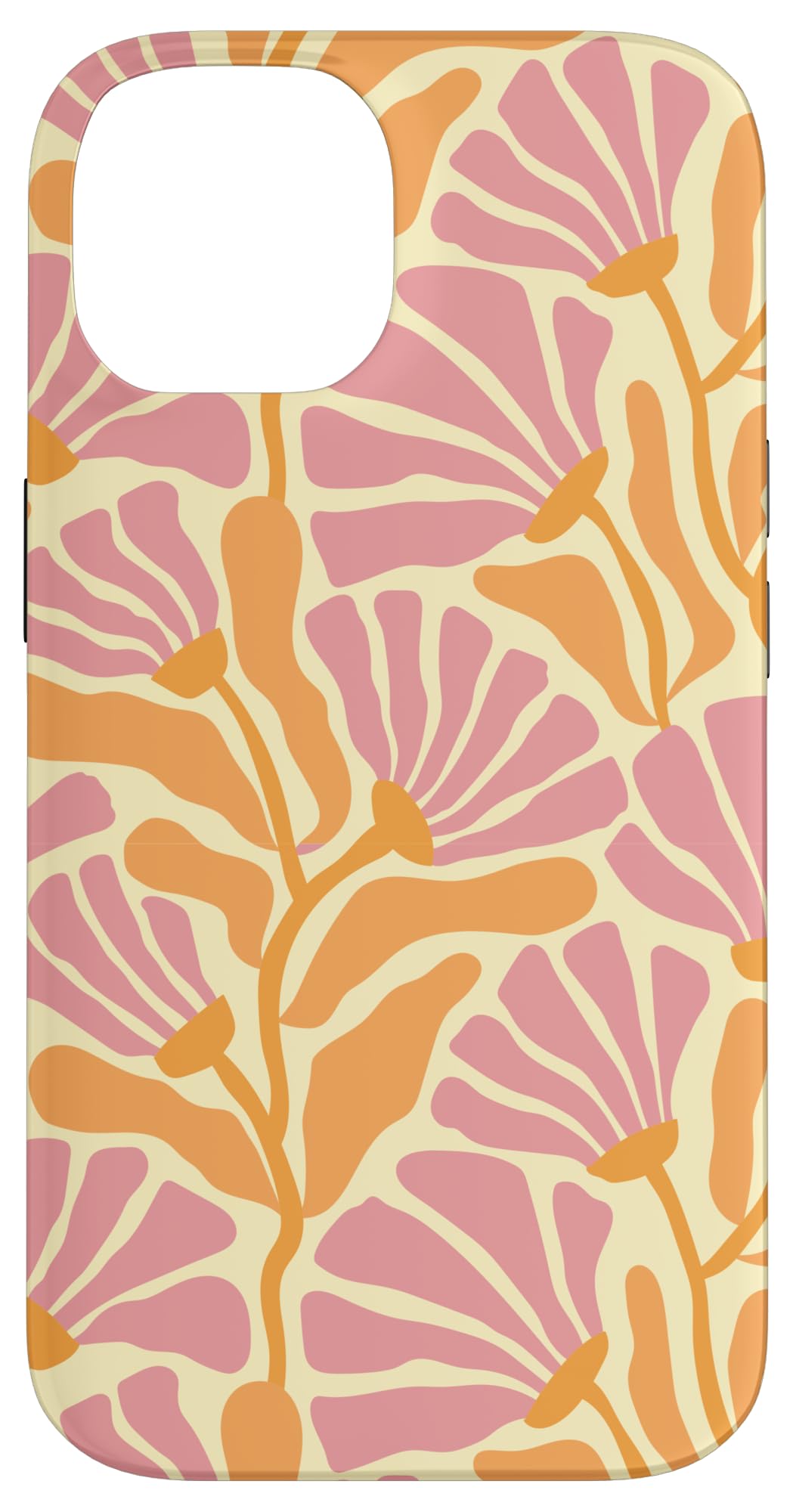 Elegant Coral and Peach Botanical Leaf Patterns Case for iPhone 14