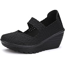 EnllerviiD Womens Wedge Mary Jane Sandals Woven Pumps Shoes