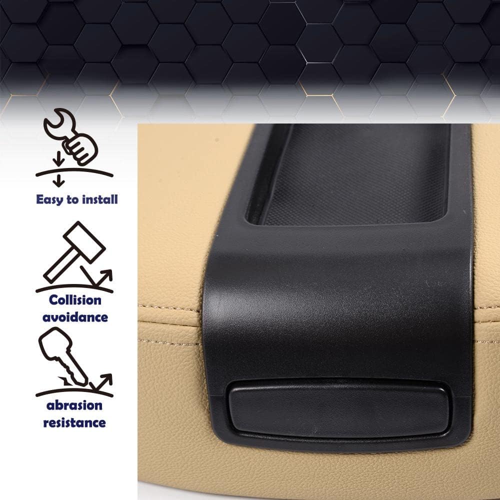 PIT66 Armrest Cover Assembly Replacement Beige Compatible with 2007-2013 Chevy Silverado 1500 GMC Sierra 1500/2007-2014 Chevy Silverado 1500 2500 HD 3500 HD Front Center Console Lid Beige