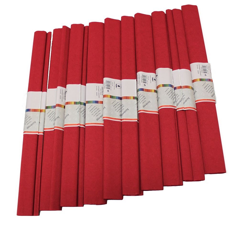 Idena 617162 – 10 rotoli di carta crespa, 50 x 250 cm, colore: rosso rubino