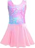 TENVDA Girls Ballet Leotards with Skirt Sparkly Sleeveless Gymnastics Dance Dresses Outfit (Toddler/Little Kid/Big Kids)