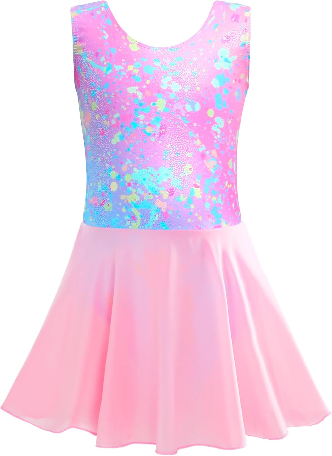 TENVDA Girls Ballet Leotards with Skirt Sparkly Sleeveless Gymnastics Dance Dresses Outfit (Toddler/Little Kid/Big Kids)