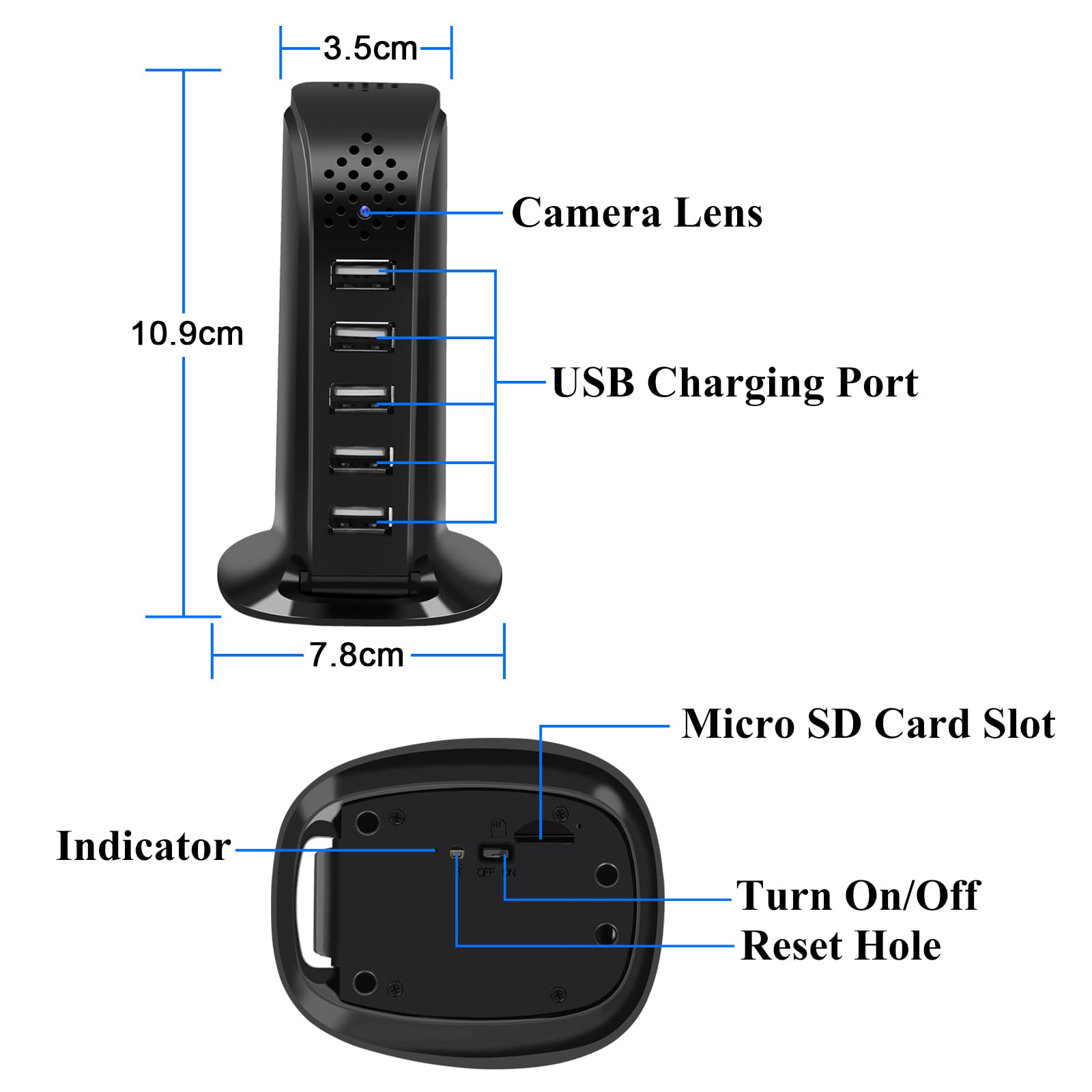 Ukryta kamera Wi-Fi 5G, 5-portowa ładowarka USB z ukrytą kamerą, mini kamera szpiegowska Wi-Fi HD 1080P, ukryta mini kamera WiFi USB z wykrywaniem ruchu i nagrywaniem w pętli