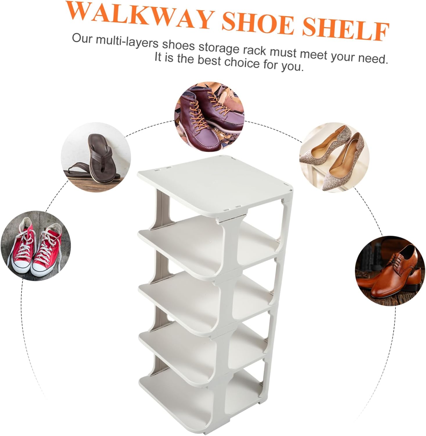 IMIKEYA Multi-Function Free Standing Shoe Organizer Rack 7-Tier Adjustable Shoe Shelf for Closet and Entryway Sturdy Plastic Space-Saving Design