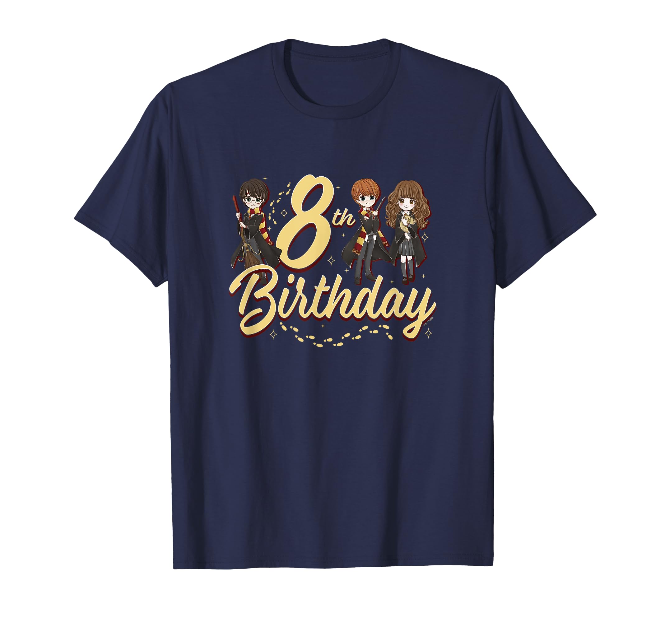 Harry Potter 8th Birthday Harry Hermione And Ron Chest Logo T-Shirt