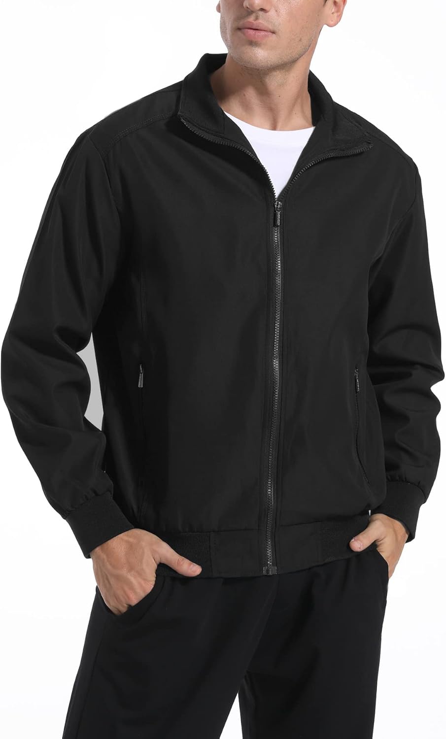 perdontoo Men's Casual Shell Jacket Zip Up Windbreaker Outdoor Recreation Coat - Image 2
