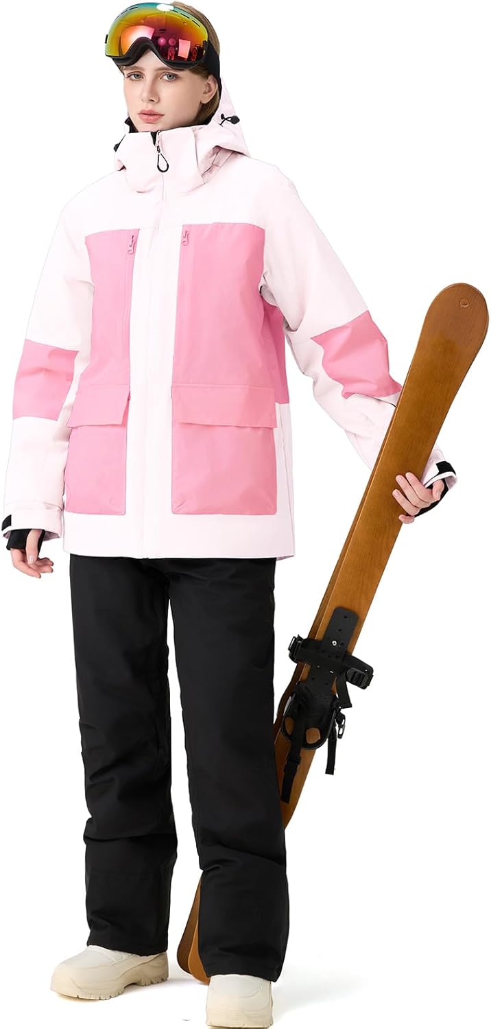 HOTIAN Women's Skisuit Ski Jackets and Pants Set Windproof Waterproof Insulated Snowsuit Winter Warm Snowboarding Snow Coat