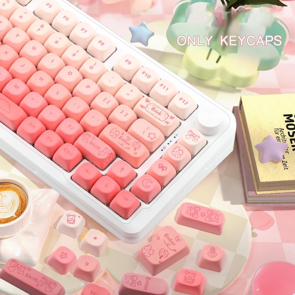 134Keys PBT Keycaps MOA Profile Key Cap for Cherry Gateron MX Switches Mechanical Keyboards Key caps (Butterfly Powder)