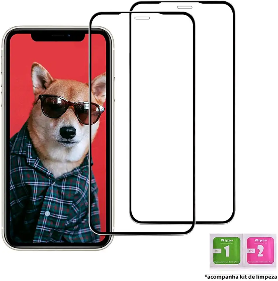 Kit 2x Películas 3D Apple iPhone Vidro Ultra Resistente Cobre 100% Tela + Kit Aplicação (iPhone XR)